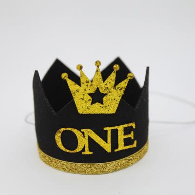 China Cool Black Adult Protagonist Crown Decoration Funny Birthday Baby Birthday Party Hat Gold Party Hats for sale