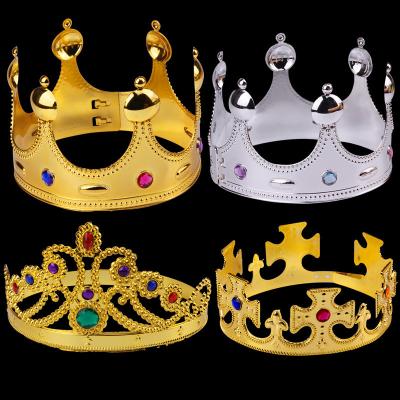 China Birthday Halloween King Crown Hat Prince Princess Queen Holiday Performance Party Birthday Cap Plastic Crown for sale