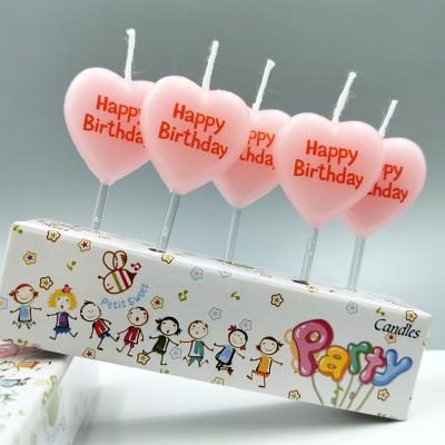 China Pink Cake Topper Happy Birthday Cake Candle heart wholesale party decorations birthday party decorations for sale