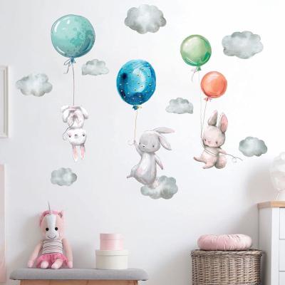 China Cute Cartoon Wall Stickers Girls Bedroom Decals Rabbit Wall Removable Art Decoration Decals Sticker for sale