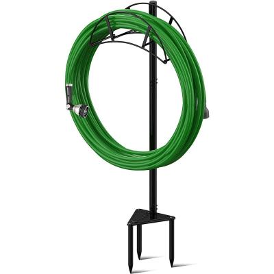 China Sturdy Gift Garden Hose Holder Free Standing Hose Hanger Storage Sturdy Reel Stands Water Hose Rack for sale