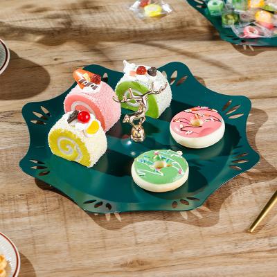 China Sustainable Nordic Home Creative Snack Dish Modern Ins Buffet Cake Stands Cake Stands Fruit Sweet Candy Displays Metal Pole Cookie Trays for sale