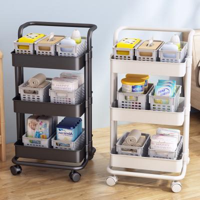 China Kitchen Household Bathroom Kitchen Trolley With Wheel 2 Layers Kitchen Rack Kitchen Storage Rack Trolley Vegetable Trolley for sale