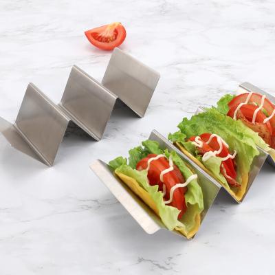 China Metal Taco Holder Stand Food Grade 304 Stainless Steel Disposable Friendly Taco Holders 4 Packs Tuesday Taco Holder Tray for sale