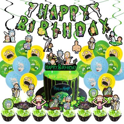 China Eco-Friendly Rick and Morty Flag Rick and Morty Themed Birthday Set Pull Balloon Card Party Decorations Birthday Party Needs for sale