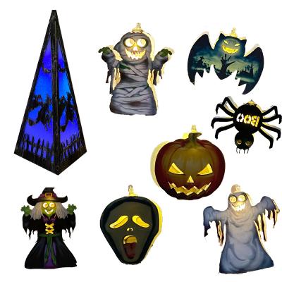 China New Led PC Bat Witch Pumpkin Head Ghost Spider Mummy Halloween Decoration Light for sale