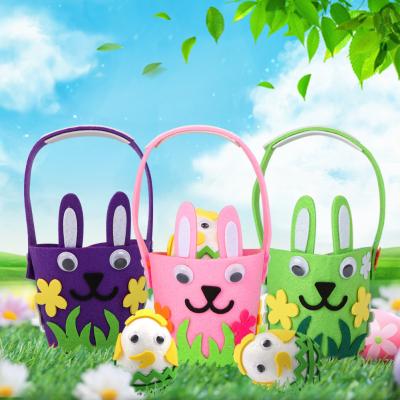 China 2022 New Bunny Basket Easter Decoration Basket Egg Easter Felt DIY Basket Eggs Easter Bunny for sale