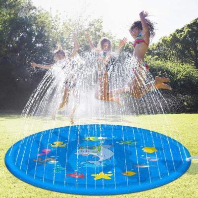 China Sports New Outdoor Kids Water Spray Mat Dolphin Shark Round 170 Throw Children's Water Mat Custom for sale