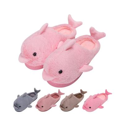 China 2022 Cute Anti-odor Kids Animal for Children's Dolphin Cotton Slippers, Parent-child and Women's Slippers for sale