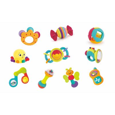 China Soft Toy Amazon Hot Sell Baby Rattle Toy Set 10 Pcs Plastic Baby Ratchets Toys Set For Infants for sale