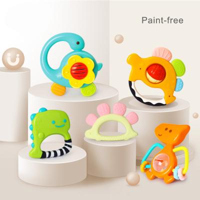 China Soft Toy Dinosaur Rattles Animal Cartoon Baby Teething Toys For Baby 4Month Baby Rattle Set for sale