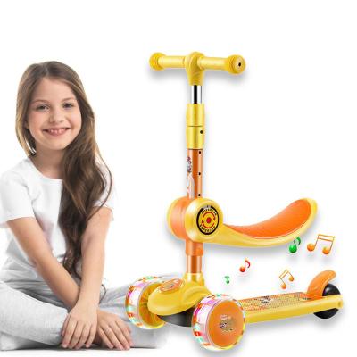 China Istaride PU Kids Riding Scooter With Music Wheel Kick Kids Scooter Three Wheel Flash With Pedal 3 In 1 Kids Scooter for sale