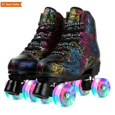 China EVA Istaride New Ice Skates Double Row Roller Skates Wheels Rollschuhlaufen Men And Women's Roller Shoes Adult Bright Stripes for sale