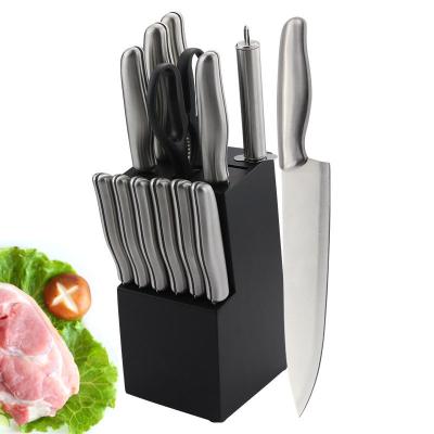 China Durable 14 Pieces Japanese Cutter Knife Kitchen Professional Chef Stainless Steel Set Wholesale Steak Knives Sets With Wooden Block for sale