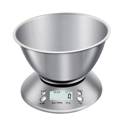 China With Tray 5kg/1g Household Stainless Steel Kitchen Scale With Food Gram Scale 3kg/0.1g Small Bowl Baked Electronic Platform Scale for sale