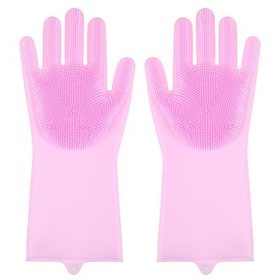 China Eco-Friendly Multi-Color Thickening Dishwashing Gloves Household Kitchen Silicone Silicone Dishwashing Magic Gloves for sale