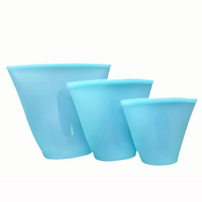 China Freshness Preservation Cup Shape Silicone Refrigerator Frozen Food Storage Bag Silicone Self Sealing Zippered Bag for sale