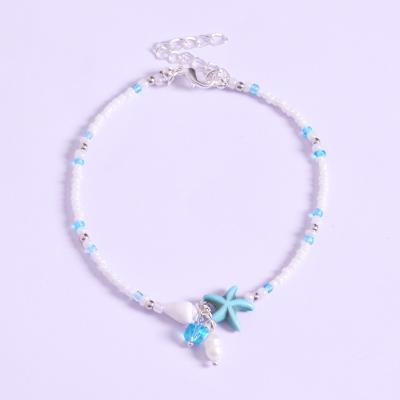 China Factory Stock BOHEMIA Beads Anklet Chain Dangling Bead Conch Starfish Ornaments Anklet Jewelry Beach Style Foot Bohemian Accessories for sale