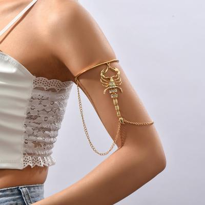 China Factory Stock Unisex Arm Chain With Rhinestone Scorpion Style Gothic Body Ornaments Gold And Silver Plated Body Jewelry for sale