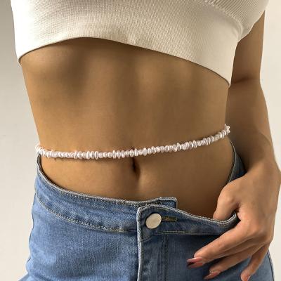 China CLASSIC Factory Stock Waist Chain Imitation Pearl Shell Shaped Chain Charm Sexy Waist Accessories for Women and Girls for sale