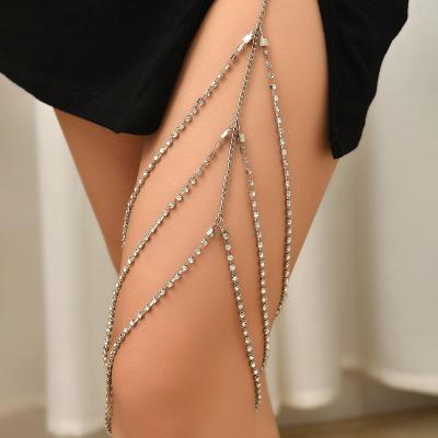 China Wholesale FASHIONABLE Multi Layer Tassel Thigh Chain With Single Diamonds Body Chains And Sexy Full Diamond Multilayer Tassel Thigh Chain for sale