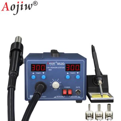 China The metal plate Aojiw 952d 2 in 1 SMD BGA rework station mobile phone laptop repair rework soldering soldering station for sale