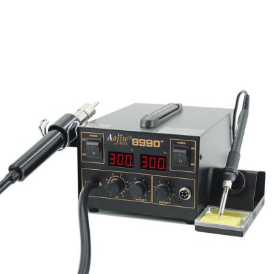 China Aojiw 999D+ 2 in 1 Digital Display Rework Table Soldering Iron and Heat Gun Soldering Iron Table 36*32*22cm for sale