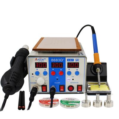 China Aojiw 8683D+ Soldering Station 3 in 1 Combo Rework Station Air Hot Gun and Separator Soldering Stations and Machine for sale