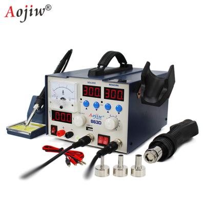 China Aojiw 863D 3-in-1 Hot Air Soldering Iron Repair 15/2A DC Power Supply Mobile Variable Repair Station Machinery Repair Shops for sale