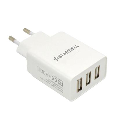 China Indian Plug 5V 3.1A USB Mobile Phone Charger With 3 Ports For Phone for sale