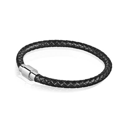 China New Arrival FASHIONABLE Mens Leather Bracelet Vintage Clasp Leather Magnetic Bracelet for sale