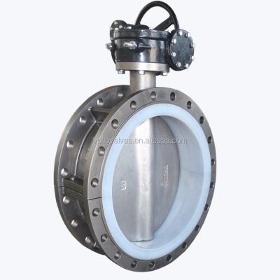 China Gear Operated Double PN10 Flange PTFE Seat General Stainless Steel Disc Butterfly Valve for sale