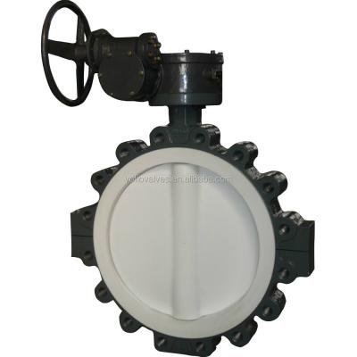 China CI/DI/WCB/ALB/CF8/CF8M Lug Type Full PTFE Lined Butterfly Valve for sale