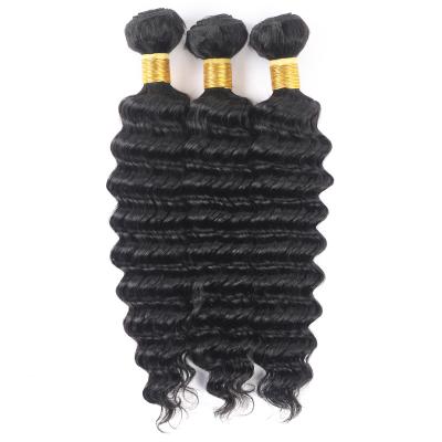 China Deep Wave 7A Non Wave Hairline Remy Hair Bundles 100 Deep Wave Hair Extensions Natural Black for sale