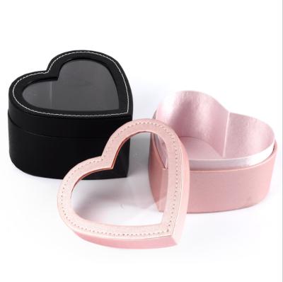 China Handmade New Design Love Flower Heart Shaped Box For Pink Packaging Customized Gift Box With Window for sale