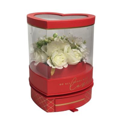 China Handmade Welcoming Custom Valentine's Day Gift Box For Packaging Flower With PVC Window for sale