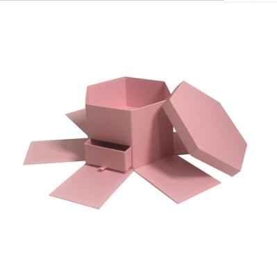 China Two Layers Design Handmade High Quality Special Hexagon Shaped Paper Box For Gift Box Packaging for sale