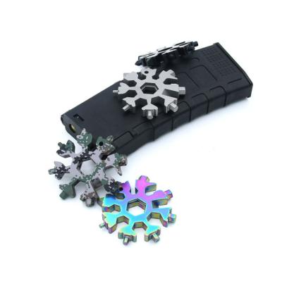 China 18-in-1 Snowflake Outdoor Multi Tool Accessories Portable Stainless Steel Snowflake Bottle Opener/Phillips Screwdriver Flat Kit /Wrench with Key Chain for sale