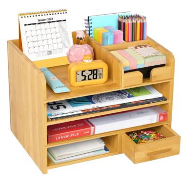 China Bamboo Organizers and Durable Work Desk Storage with Bamboo Wood Organizer Small Drawer Office Desk Office and Home Supply Organizer for sale