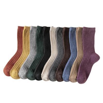 China Wholesale Sheer Stain Female Tube Socks All-match Color Tube Breathable Woolen Slouch Breathable Gray Crew Socks Retro for sale