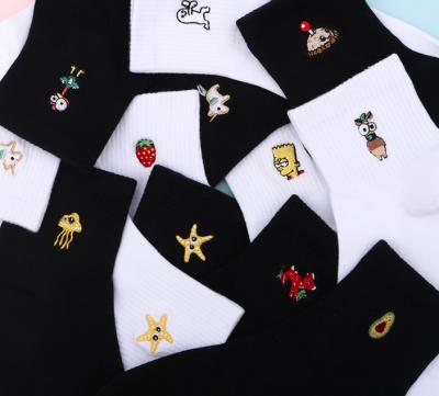 China Breathable black white cute cartoon ab thongs new fashion women socks for sale