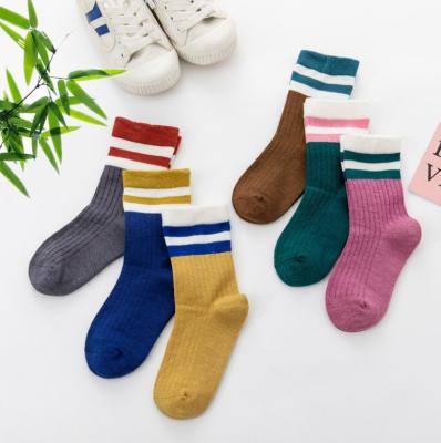 China Breathable Kids Socks Autumn Spring Stripe Children Bamboo Socks School Sports Baby Boy Girl Socks for sale