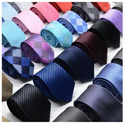 China New Design Business Silk Men's Neck Ties 8cm Plaid Striped Ties Formal Business Wedding Men Party Tie for sale