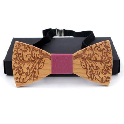 China Simple custom logo engraved wooden men bow tiebow tie wood for sale