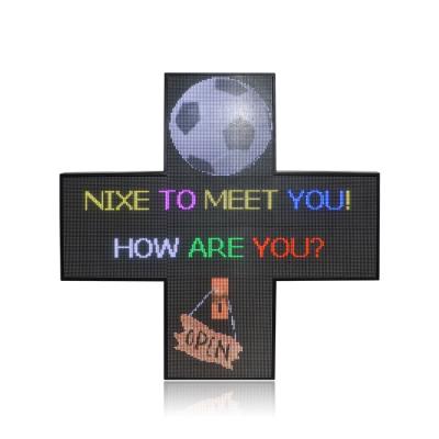 China P7.62 RGB New School Interior Design Led Cross Sign Led Message Board For Pharmacy for sale