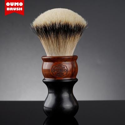 China OUMO Series Head Wet Shaving Men Grooming OEM Shaving Brush Wood Shave Brush Wood Handle for sale