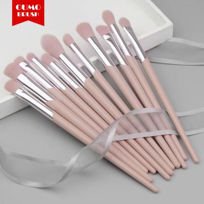 China Professional Pink Plastic Eyebrushes Oumo Handle 11pcs Plastic Eye Makeup Brush Set for Makeup Tools Custom for sale