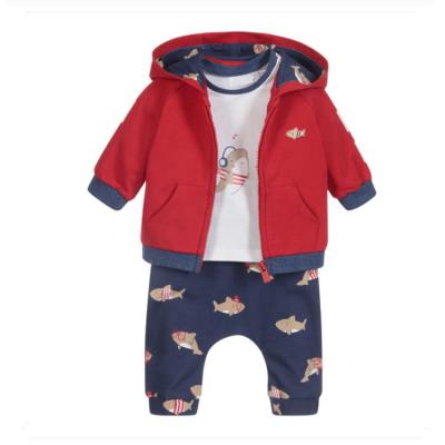 China Boys Casual Special Design Logo Print Hooded Winter Navy Tracksuits With Pockets for sale