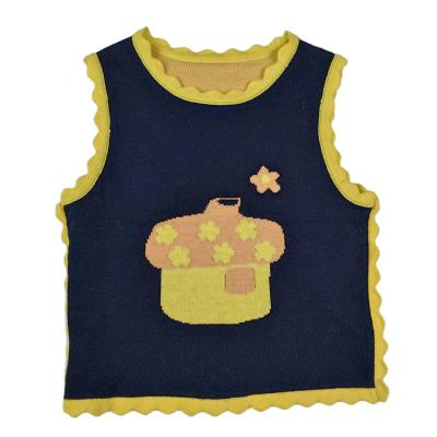 China Anti-wrinkle Manufacturer Custom Hot Sale Children Hand Knit Vest Pattern Girls Baby Sleeveless Sweater for sale