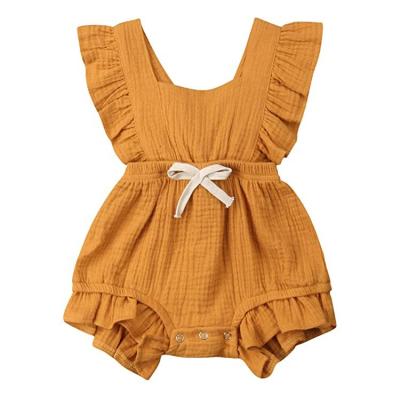 China Wholesale Custom Newborn 100% Cotton Baby Ruffle Jumpsuit Clothes Organic Sleeveless Knit Baby Romper for sale